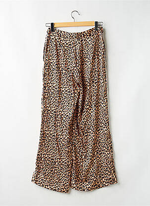 Pantalon droit fermeture zippée sous rabat avec crochet taille normale marron YOLKE femme