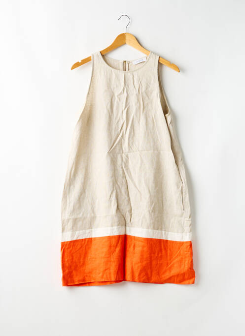 Robe mi-longue sans manche sans manche beige ALESSANDRA femme