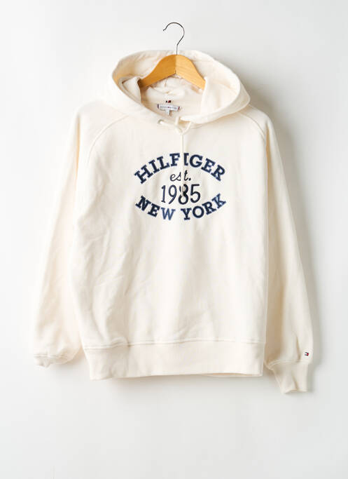 Sweat-shirt à capuche stretch manches longues beige TOMMY HILFIGER femme