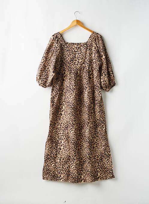 Robe longue coupe cintrée manches 3/4 marron MARÀVIC femme