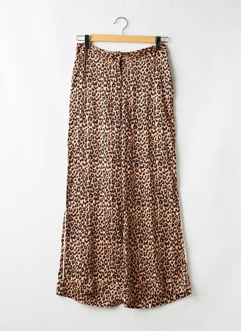Pantalon droit fermeture zippée sous rabat avec crochet taille normale marron YOLKE femme