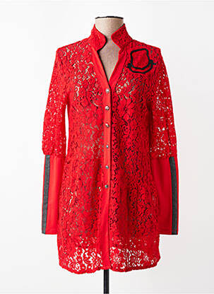 Tunique manches longues fermeture boutonnée sur le devant rouge ELISA CAVALETTI femme