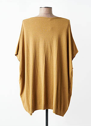 Pull tunique stretch manches courtes marron LAUREN VIDAL femme