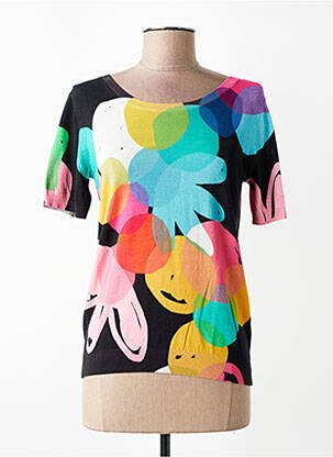 Pull coupe cintrée manches courtes noir ANNA & GABRI femme