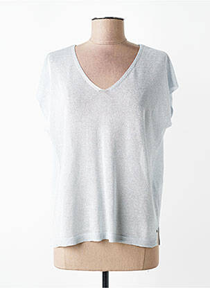Pull stretch manches courtes argent ANDAM femme