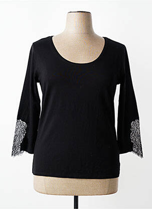 Top stretch manches 3/4 noir LAUREN VIDAL femme