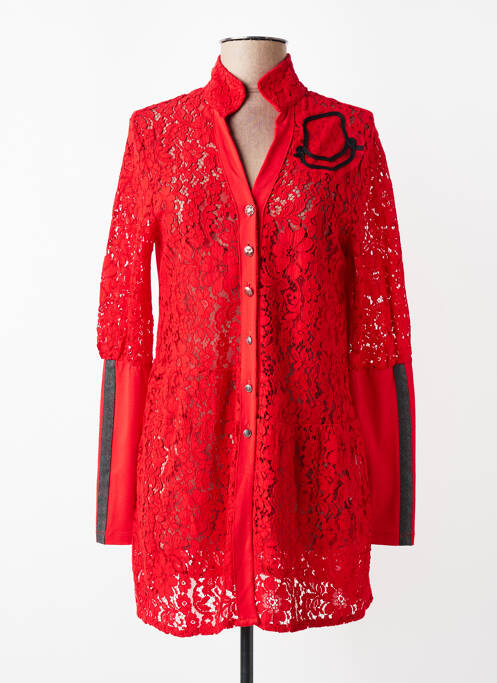 Tunique manches longues fermeture boutonnée sur le devant rouge ELISA CAVALETTI femme