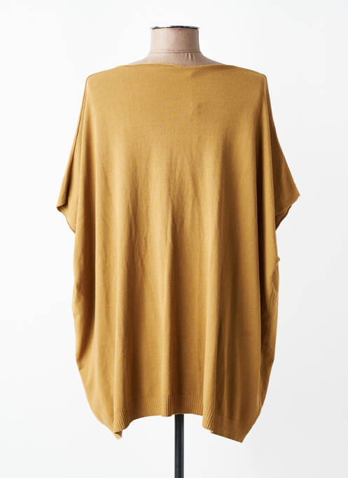 Pull tunique stretch manches courtes marron LAUREN VIDAL femme