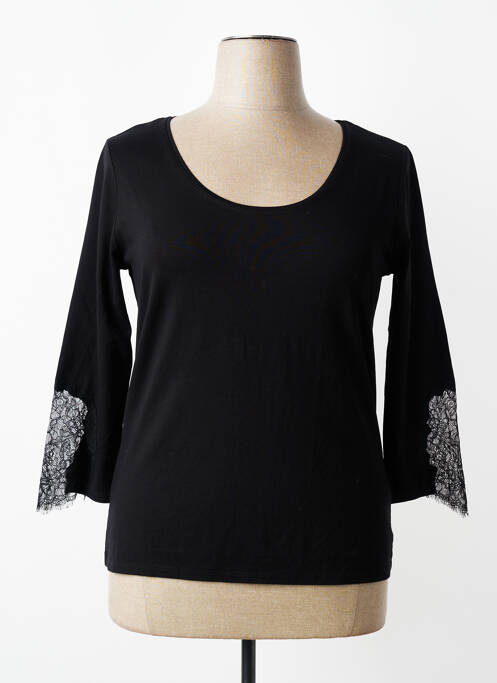 Top tissage jersey manches 3/4 noir LAUREN VIDAL femme