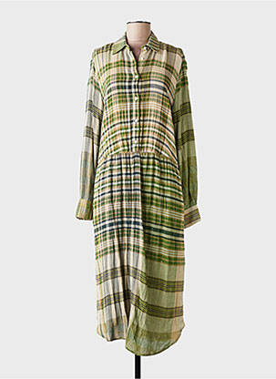 Robe mi-longue manches longues manches longues vert DIEGA femme