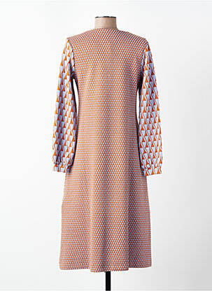 Robe mi-longue imprimé fantaisie manches longues marron NIU femme