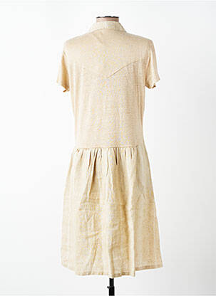 Robe mi-longue manches courtes manches courtes beige MAJESTIC FILATURES femme