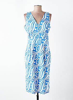 Robe mi-longue imprimé fantaisie sans manche bleu NIU femme
