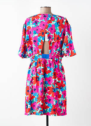 Robe mi-longue imprimé fantaisie manches courtes rose LILI SIDONIO femme