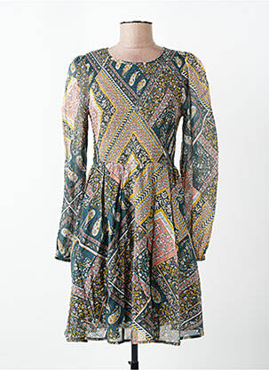 Robe mi-longue imprimé fleurs manches longues vert MOLLY BRACKEN femme