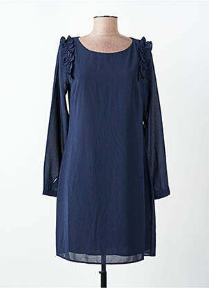 Robe courte fermeture zippée au dos manches longues bleu MOLLY BRACKEN femme