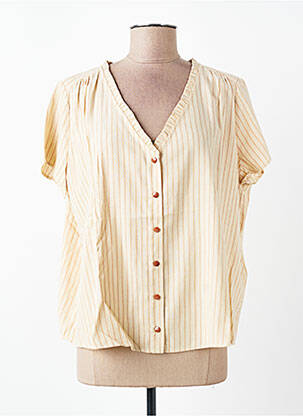 Chemisier coupe droite manches courtes beige DES PETITS HAUTS femme