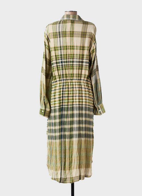 Robe mi-longue manches longues manches longues vert DIEGA femme