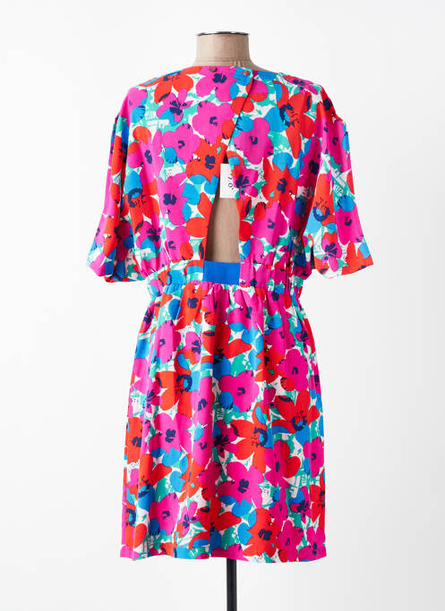 Robe mi-longue imprimé fantaisie manches courtes rose LILI SIDONIO femme