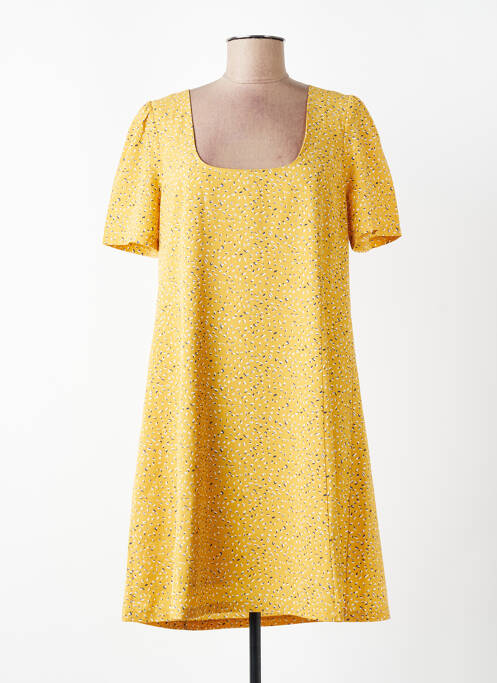 Robe mi-longue imprimé fantaisie manches courtes jaune MOLLY BRACKEN femme