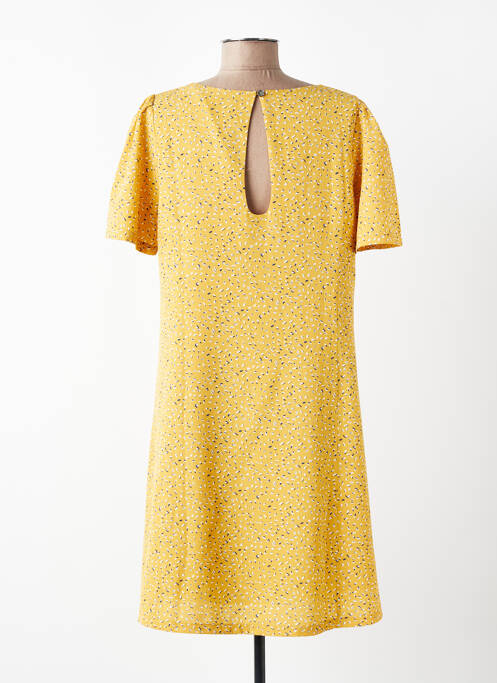 Robe mi-longue imprimé fantaisie manches courtes jaune MOLLY BRACKEN femme