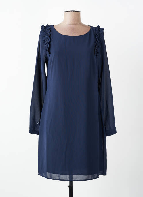 Robe courte fermeture zippée au dos manches longues bleu MOLLY BRACKEN femme