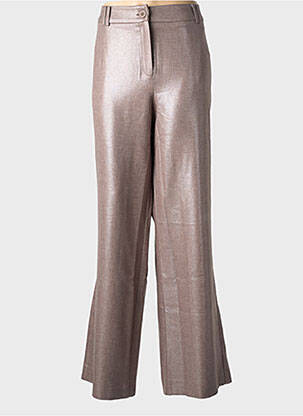 Pantalon large fermeture zippée sous rabat boutonné taille normale marron GEISHA femme