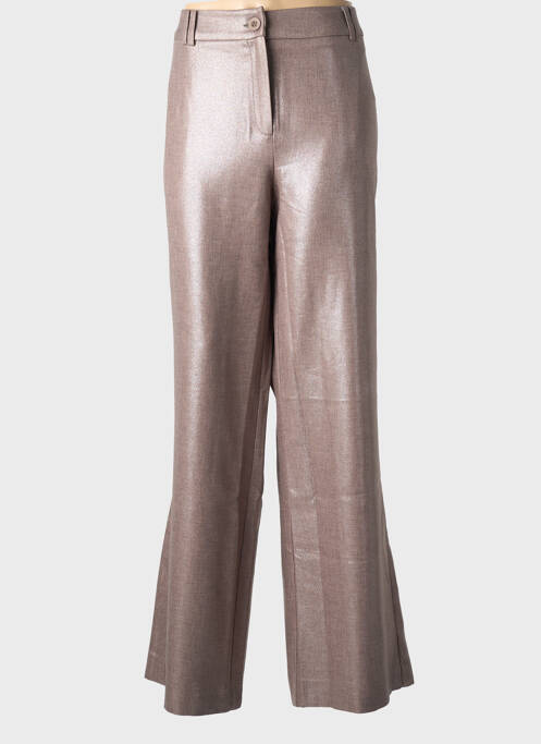 Pantalon large fermeture zippée sous rabat boutonné taille normale marron GEISHA femme