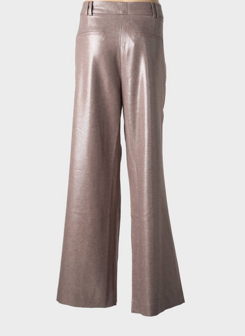 Pantalon large fermeture zippée sous rabat boutonné taille normale marron GEISHA femme