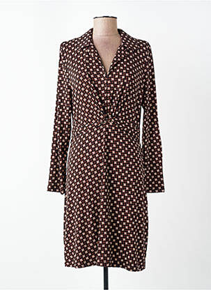 Robe mi-longue imprimé fantaisie manches longues noir SURKANA femme