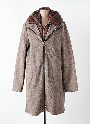Manteau long coupe cintrée a capuche marron PLEASE femme