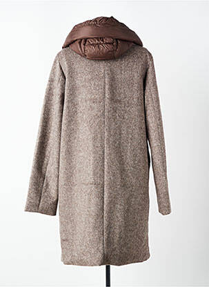 Manteau long coupe cintrée a capuche marron PLEASE femme