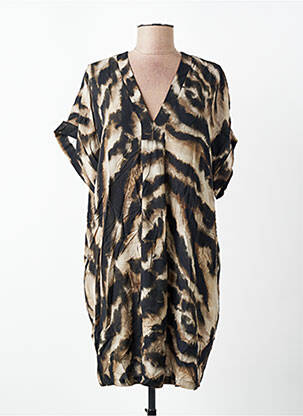 Robe courte manches courtes manches courtes marron PLEASE femme