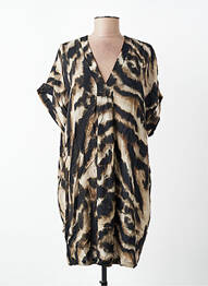 Robe courte manches courtes manches courtes marron PLEASE femme