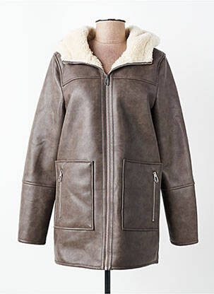 Manteau long coupe cintrée a capuche marron STREET ONE femme