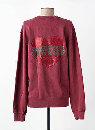 Sweat-shirt à capuche stretch manches longues rouge MARCELLO COLLECTION femme