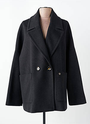 Manteau court coupe droite sans capuche noir PLEASE femme