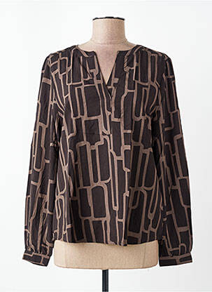 Chemisier tissage popeline manches longues marron STREET ONE femme