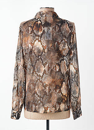 Chemisier tissage crêpe manches longues marron GEISHA femme