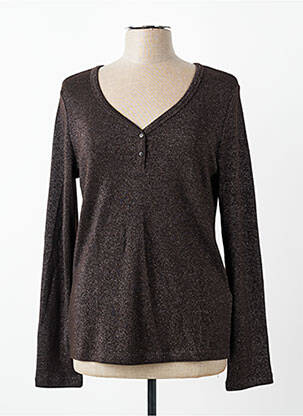 Top stretch manches longues marron STREET ONE femme