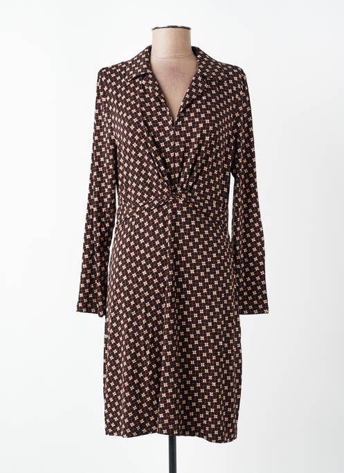 Robe mi-longue imprimé fantaisie manches longues noir SURKANA femme