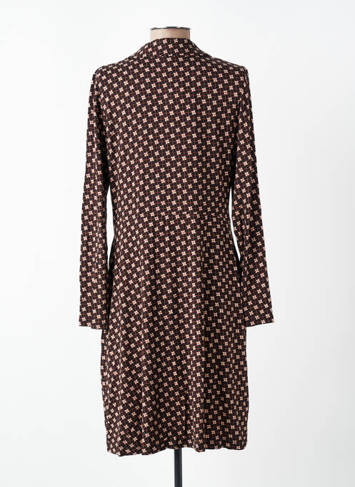 Robe mi-longue imprimé fantaisie manches longues noir SURKANA femme