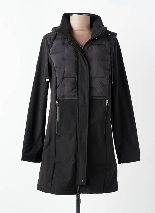 Manteau long coupe cintrée a capuche noir STREET ONE femme