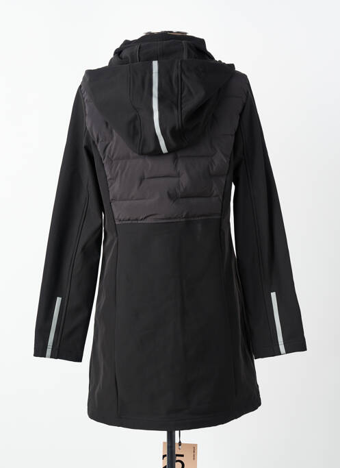 Manteau long coupe cintrée a capuche noir STREET ONE femme
