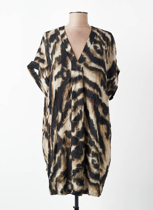 Robe courte manches courtes manches courtes marron PLEASE femme