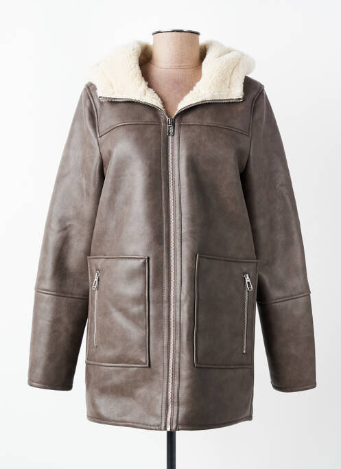 Manteau long coupe cintrée a capuche marron STREET ONE femme