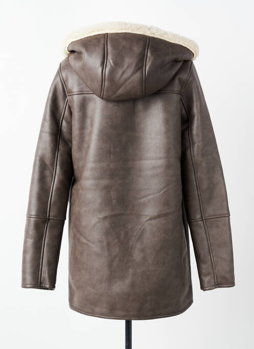 Manteau long coupe cintrée a capuche marron STREET ONE femme