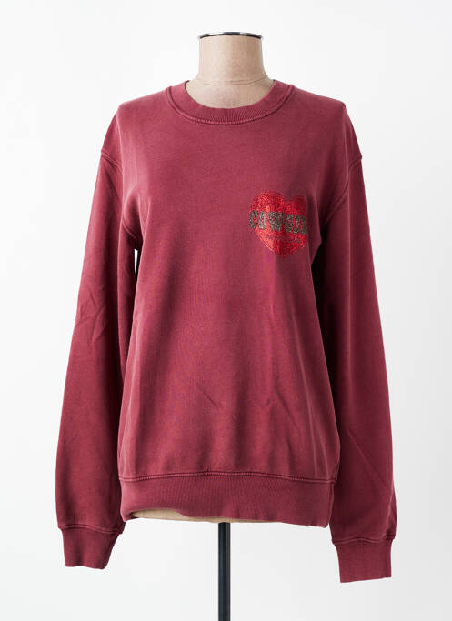 Sweat-shirt à capuche stretch manches longues rouge MARCELLO COLLECTION femme