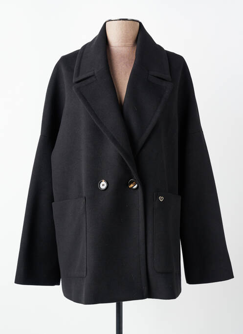 Manteau court coupe droite sans capuche noir PLEASE femme