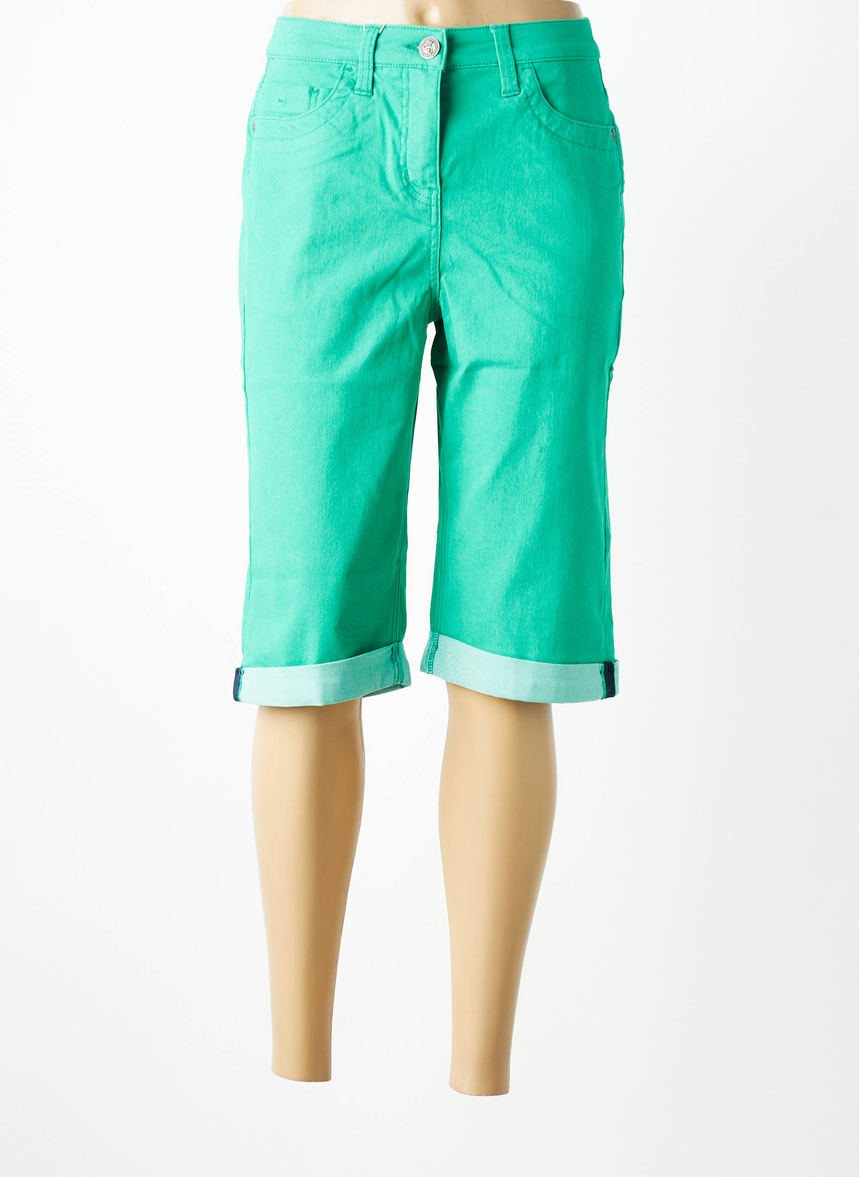 Corsaire tissage denim taille normale vert SHEEGO femme